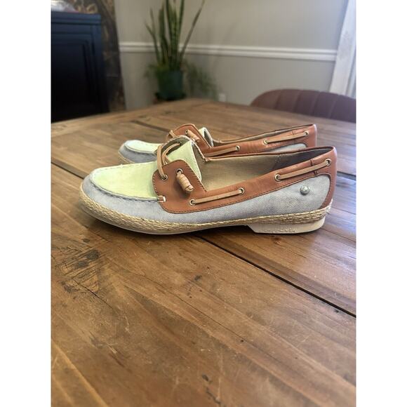 Sam Edelman Espadrille Sebastian Boat Shoes Loafers Leather Canvas Size 8.5 - Picture 2 of 10